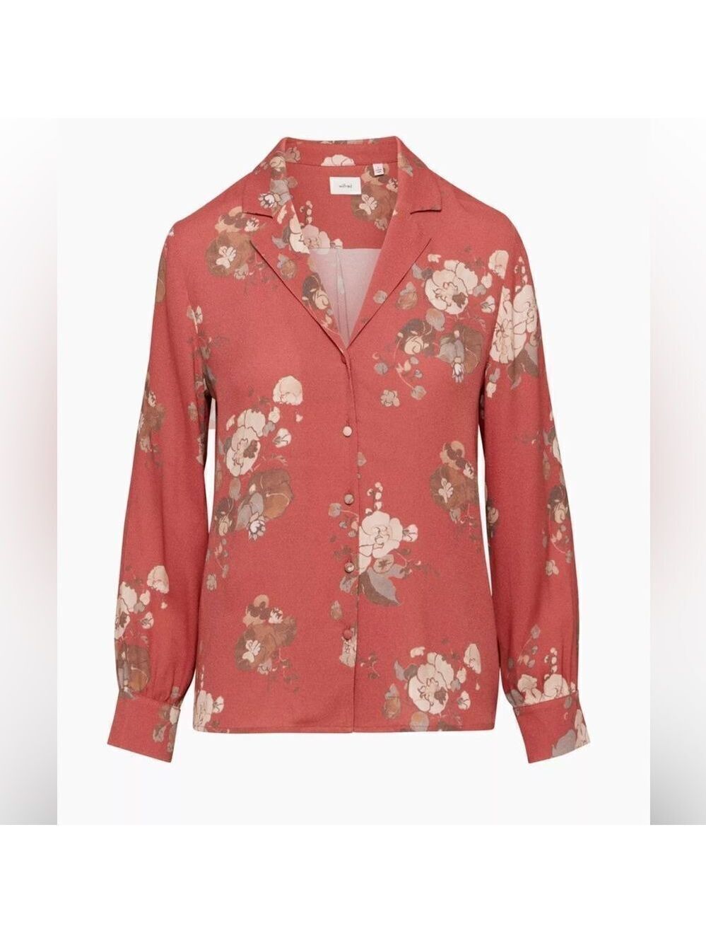 Aritzia Wilfred Tulum Floral Print Button Up Blouse Sz 2XS